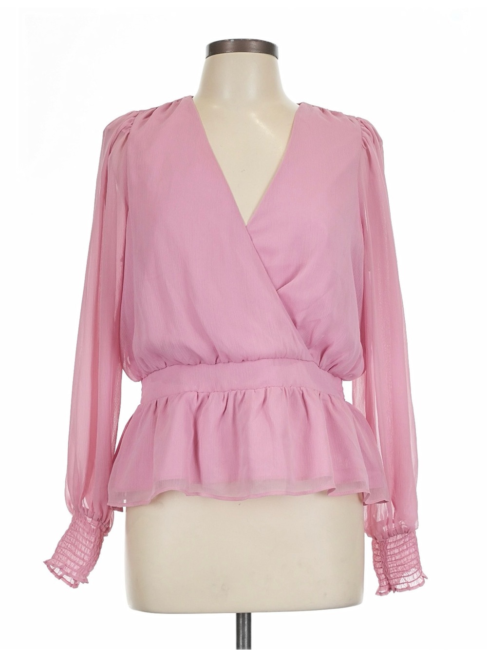 Express Dusty Pink Wrap Peplum Blouse